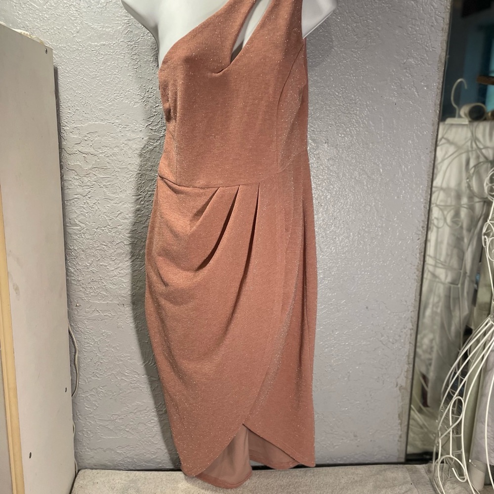 One-Shoulder Pink Sparkling Cocktail Dress